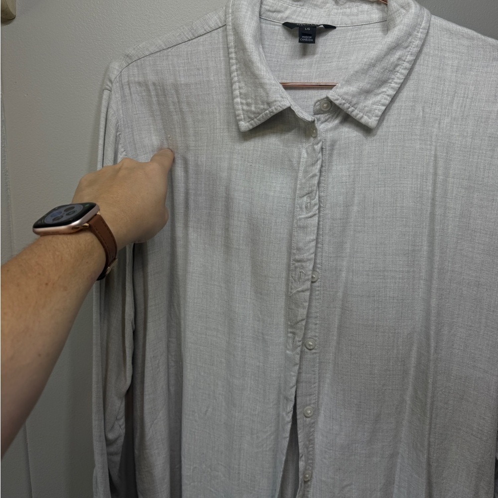 3for30 Lg RW&CO Oatmeal Casual Button Down Shirt - Picture 6 of 7